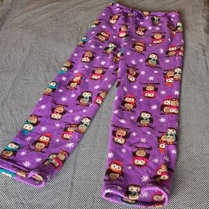 Capelli of New York Purple Fleece Pajama Pants with Owl Print